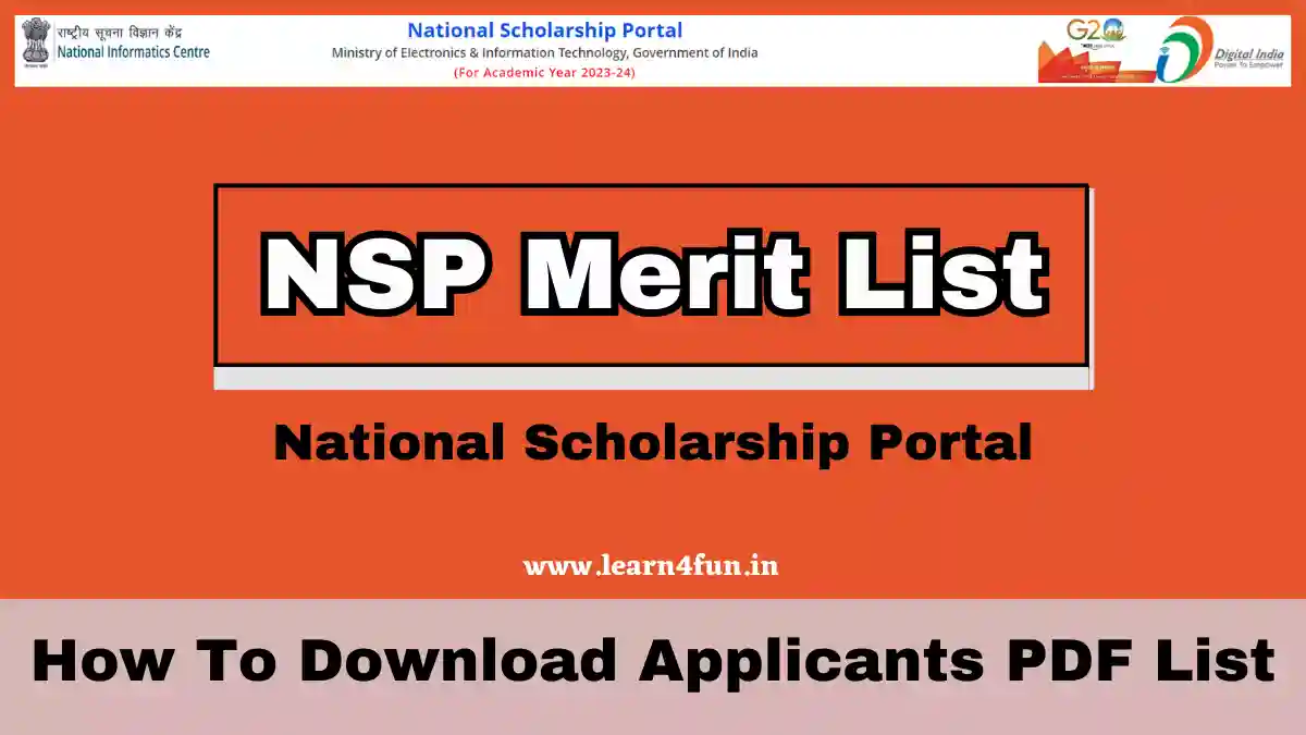 NSP Merit List 2023: How To Download Applicants PDF List